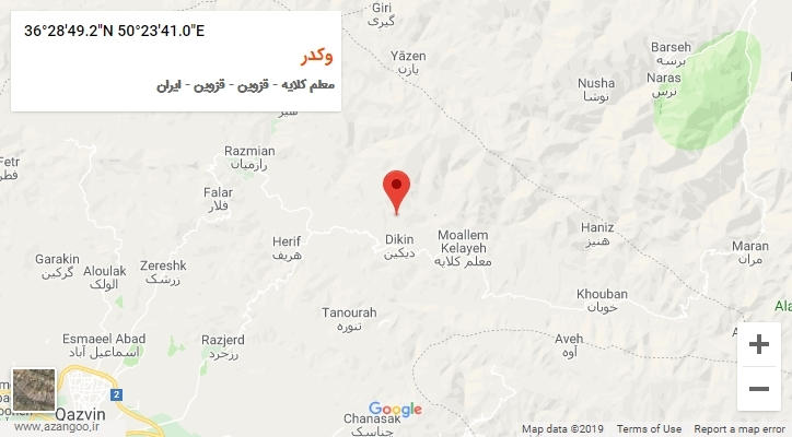 روستای وکدر بر روی نقشه