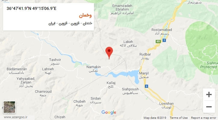 روستای وخمان بر روی نقشه