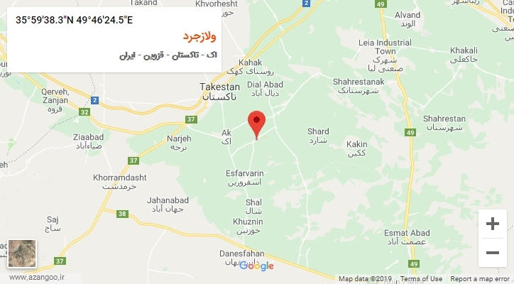 روستای ولازجرد بر روی نقشه