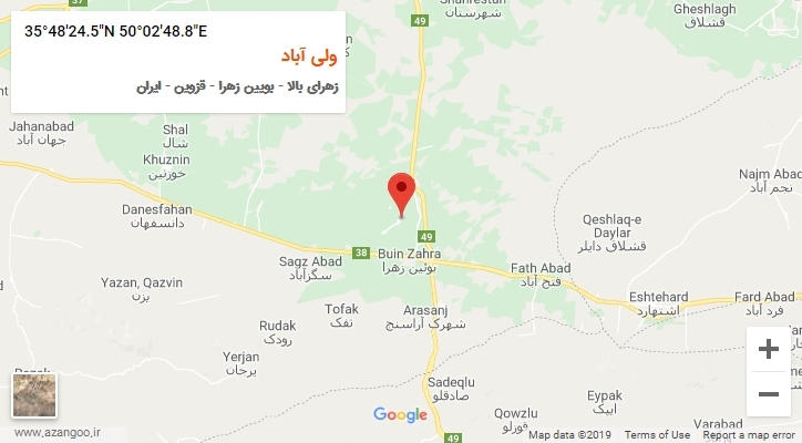 روستای ولی آباد بر روی نقشه