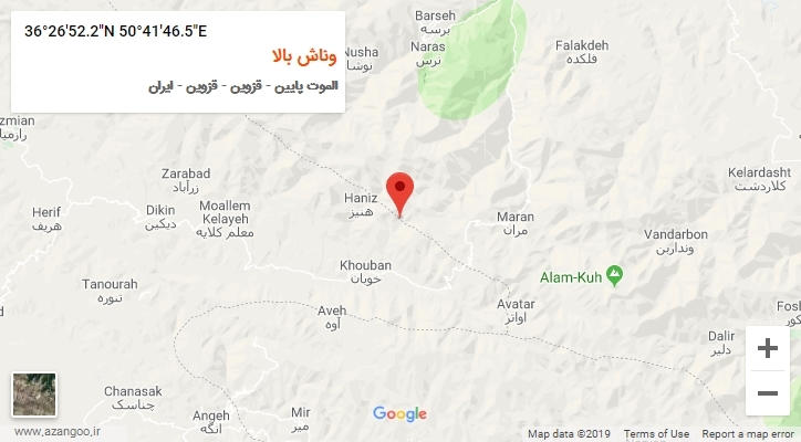 روستای وناش بالا بر روی نقشه