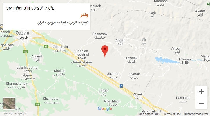 روستای وندر بر روی نقشه