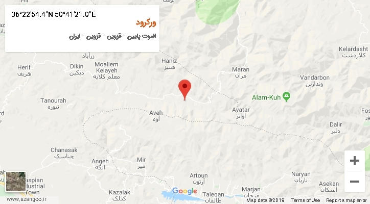 روستای ورکرود بر روی نقشه