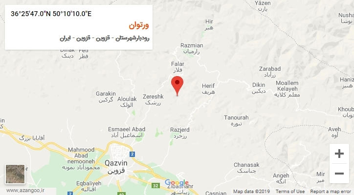 روستای ورتوان بر روی نقشه