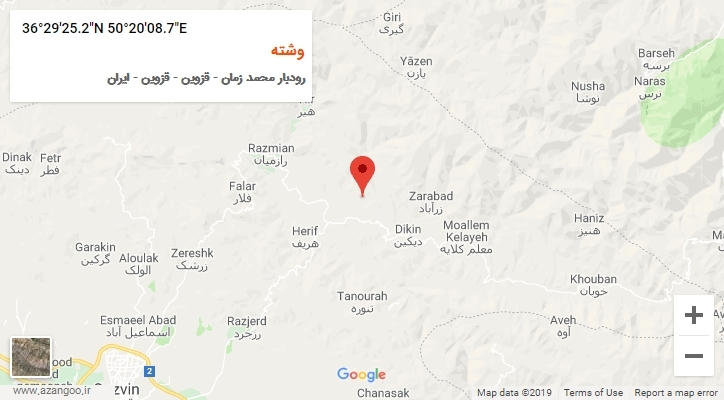 روستای وشته بر روی نقشه