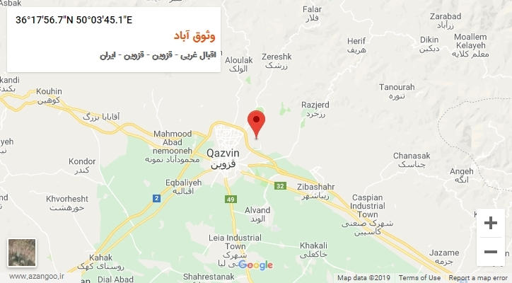 روستای وثوق آباد بر روی نقشه