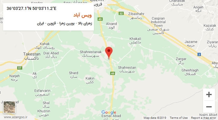 روستای ویس آباد بر روی نقشه