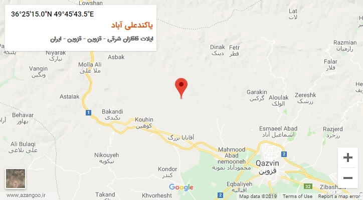 روستای یاکندعلی آباد بر روی نقشه