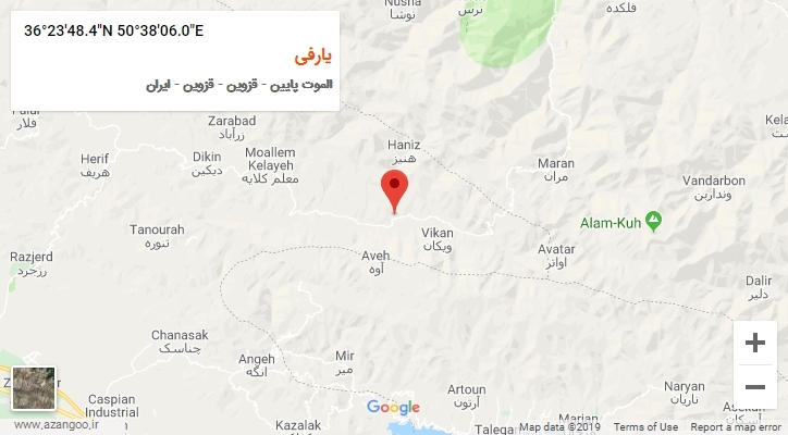 روستای یارفی بر روی نقشه