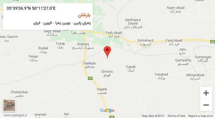 روستای یارشان بر روی نقشه