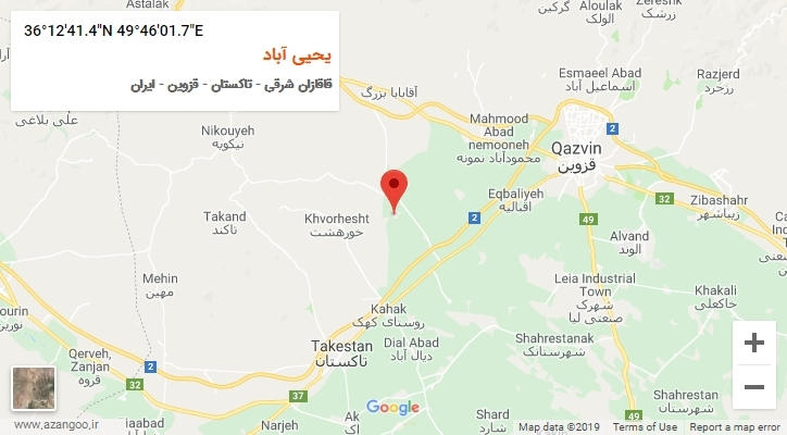 روستای یحیی آباد بر روی نقشه