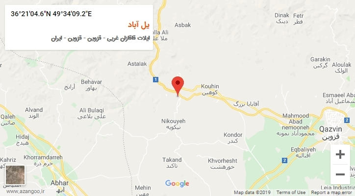 روستای یل آباد بر روی نقشه