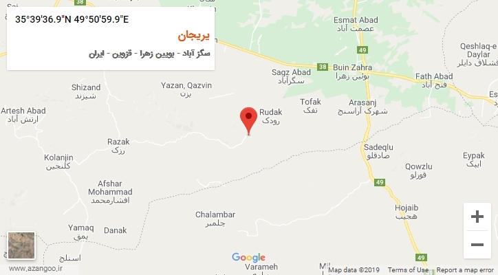 روستای یریجان بر روی نقشه