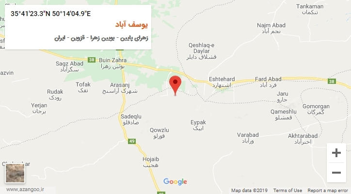 روستای یوسف آباد بر روی نقشه