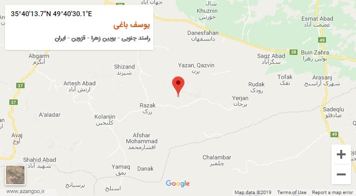 روستای یوسف باغی بر روی نقشه