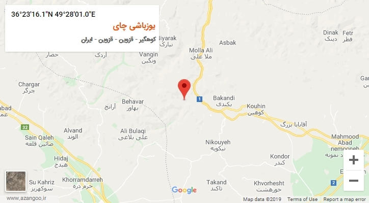 روستای یوزباشی چای بر روی نقشه