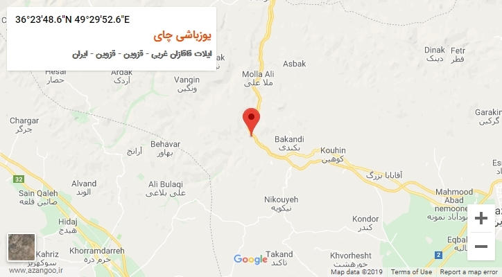 روستای یوزباشی چای بر روی نقشه