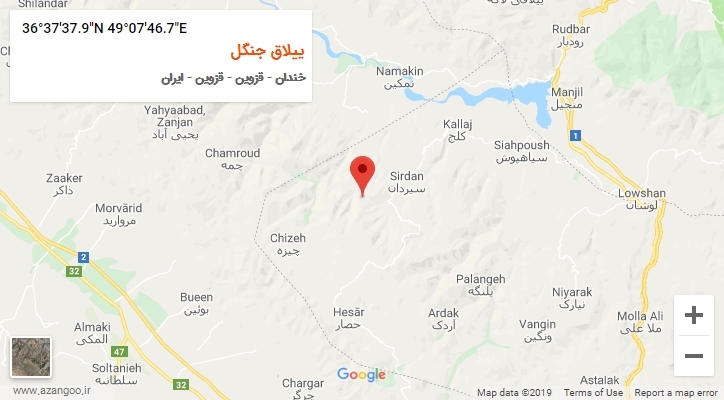 روستای ییلاق جنگل بر روی نقشه