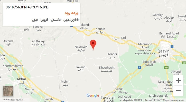 روستای یزده رود بر روی نقشه