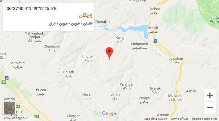 روستای زاچکان بر روی نقشه