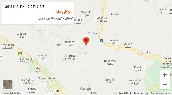 روستای زاچکان علیا بر روی نقشه