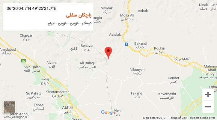 روستای زاچکان سفلی بر روی نقشه