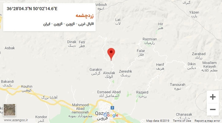 روستای زردچشمه بر روی نقشه