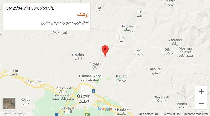روستای زرشک بر روی نقشه