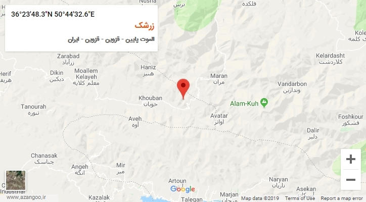 روستای زرشک بر روی نقشه