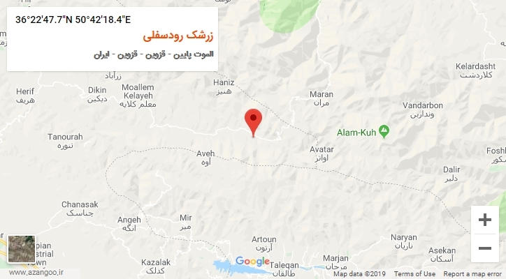 روستای زرشک رودسفلی بر روی نقشه