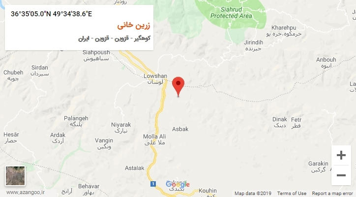 روستای زرین خانی بر روی نقشه