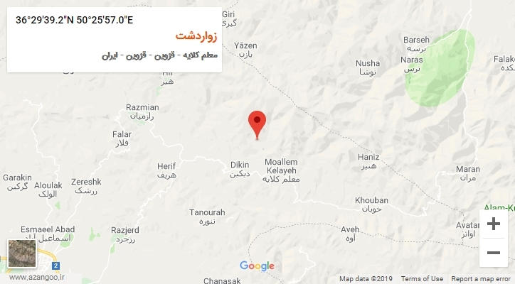 روستای زواردشت بر روی نقشه