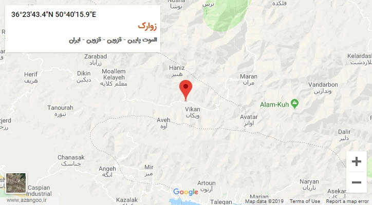 روستای زوارک بر روی نقشه