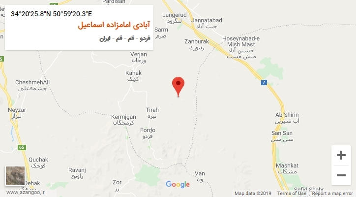 روستای آبادی امامزاده اسماعیل بر روی نقشه