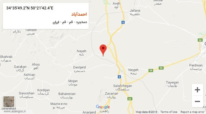 روستای احمدآباد بر روی نقشه