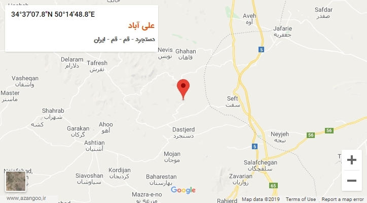 روستای علی آباد بر روی نقشه