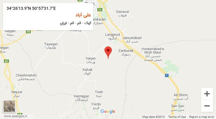 روستای علی آباد بر روی نقشه