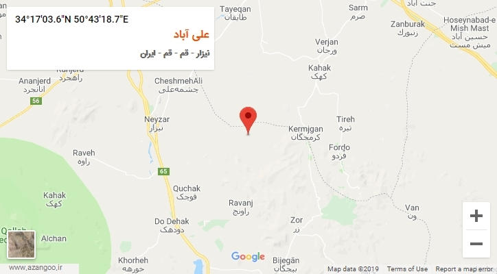 روستای علی آباد بر روی نقشه