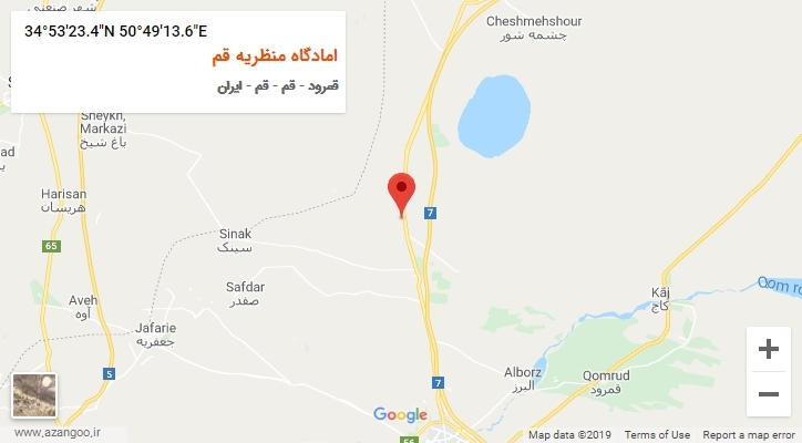 روستای امادگاه منظریه قم بر روی نقشه