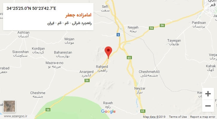 روستای امامزاده جعفر بر روی نقشه