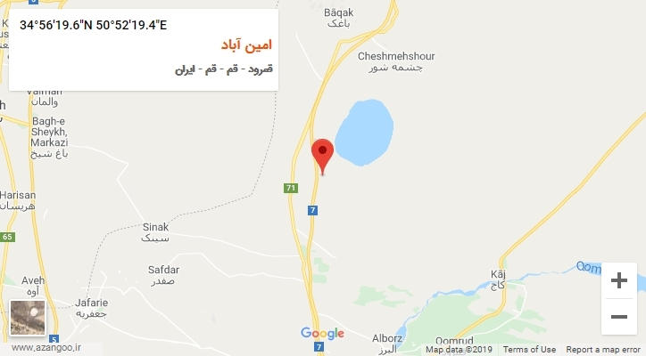 روستای امین آباد بر روی نقشه