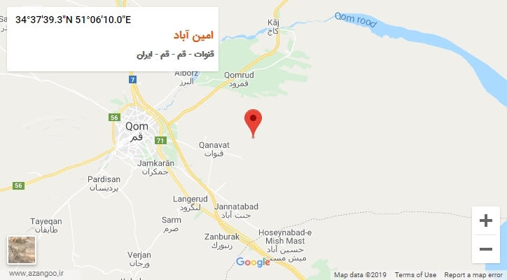 روستای امین آباد بر روی نقشه