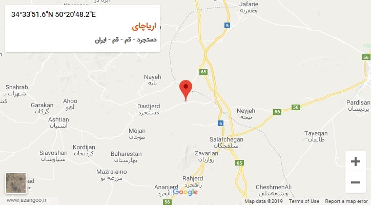 روستای اریاچای بر روی نقشه