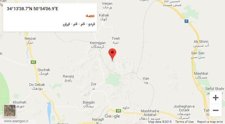 روستای عصه بر روی نقشه