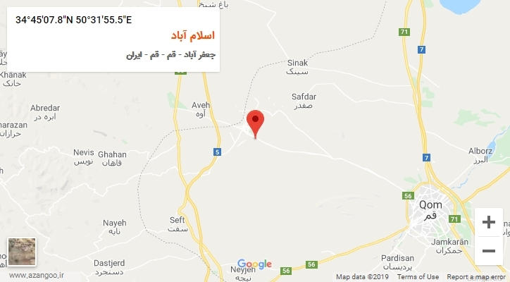 روستای اسلام آباد بر روی نقشه