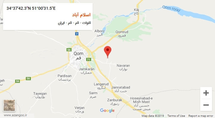روستای اسلام آباد بر روی نقشه