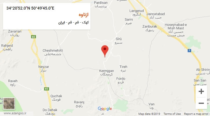 روستای ازناوه بر روی نقشه