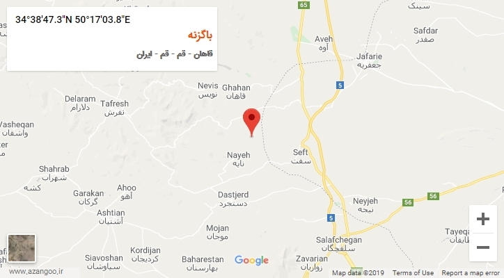 روستای باگزنه بر روی نقشه