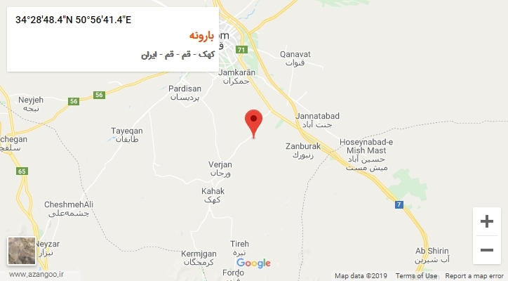 روستای بارونه بر روی نقشه