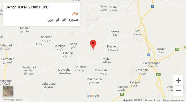 روستای بردر بر روی نقشه